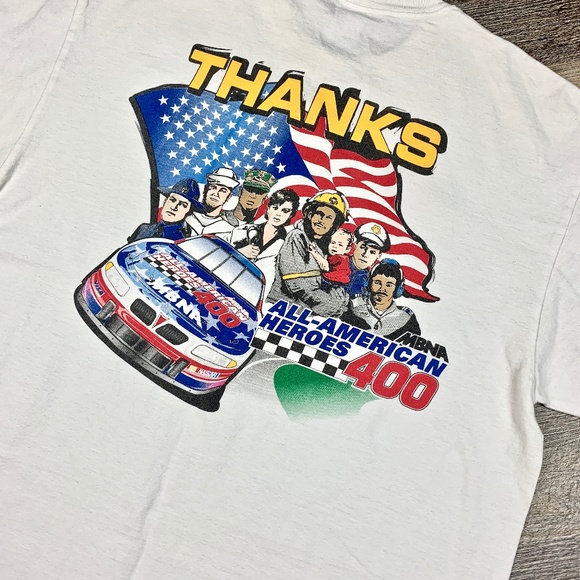 Vintage NASCAR Shirt Size Large/XL White AAA MBNA Graphic Tee Racing - Picture 2 of 6